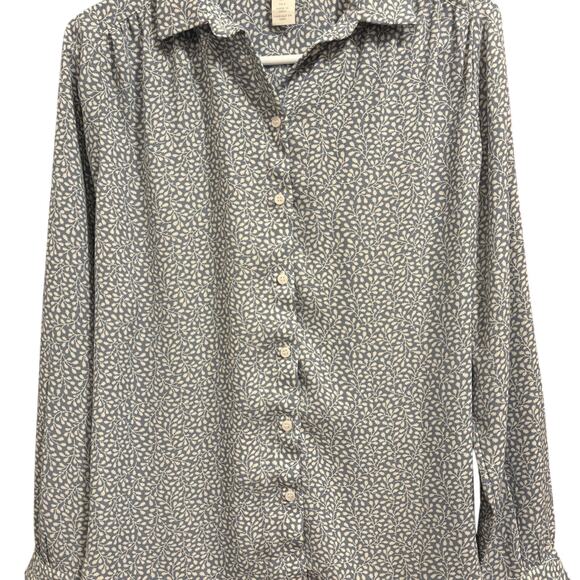 Women’s Blue Floral Button Down Blouse Relaxed Fit Soft Lightweight Top H&M Sz 4 - Picture 3 of 4